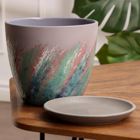 Pot Flower painting Lilac Crocus No. 3, 2.3 L, D - 17.7 cm-1