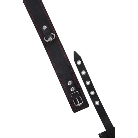 The collar is two -layer with a red line Pecado BDSM, genuine leather, black color-6
