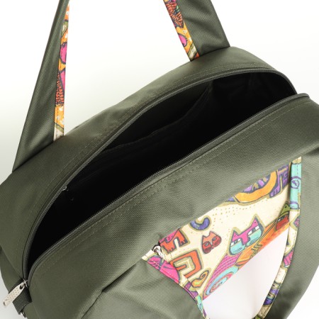 Sports bag with lightning, long belt, outer pocket, khaki color-2