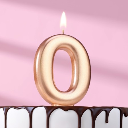 Candle for the Cake "European Giant", a number 0, 7 cm, pink gold