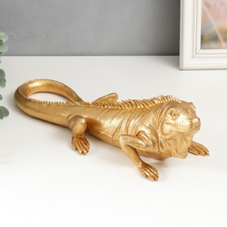 Souvenir Polystone "Golden Iguan" 11x11.5x36 cm