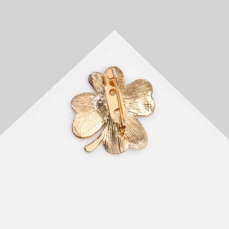 Brooch "Clover", white-green color in gold-1