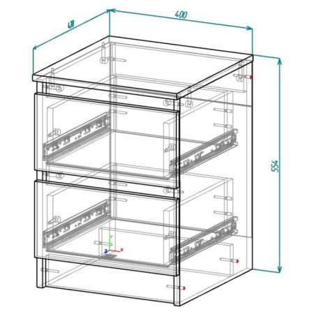 Bedside table 2 maders, 400x420x554, white-1