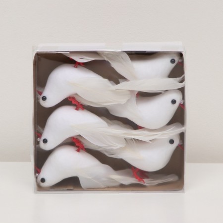 A bird for decoration and floristry, on the clothespin, white, plastic, 1 pc., 8 x 8 cm-6