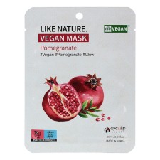 A fabric mask with Like Nature Vegan Mask Pack # Pomegranate grenade extract