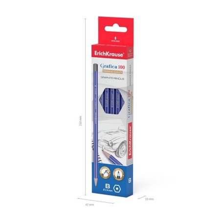 Chernographic pencil, Erichkrause "Grafica 100", V, Grifel D = 2.4 mm, wood, hexagonal, in the box-5
