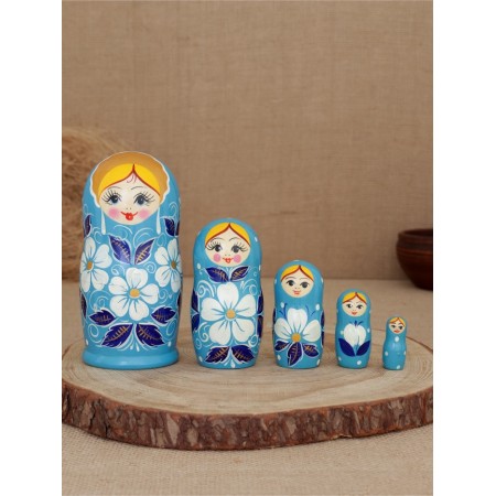 Matryoshka "Vyatka blue" 5 puppet
