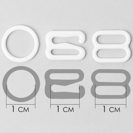 Metal straps: hooks, rings, regulators, 10 mm, white color-4