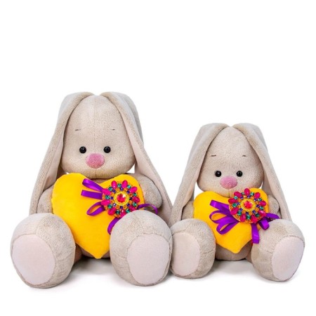 Soft toy "Bunny mi with a heart with a brooch", 23 cm-3