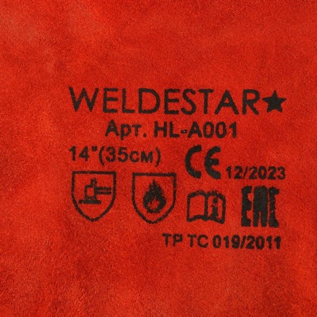 Краги сварщика спилковые WELDESTAR, 350 мм, ВС, красные-2