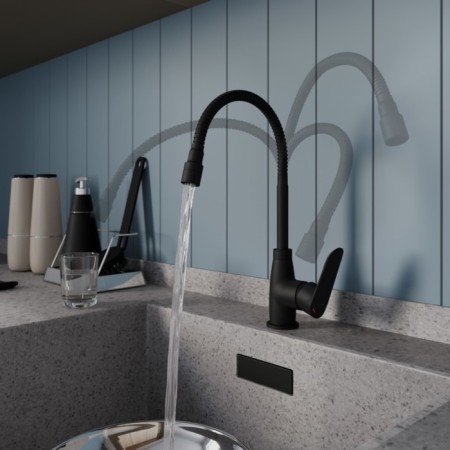 MILARDO MILARDO M07BL2FM05 kitchen mixer, pouring 180 mm, flexible spout and shower nozzle, black mA-3
