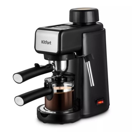 Coffee machine KitFort KT-7259, Rozhkova, 800 watts, 0.24 l, cappuccino, black
