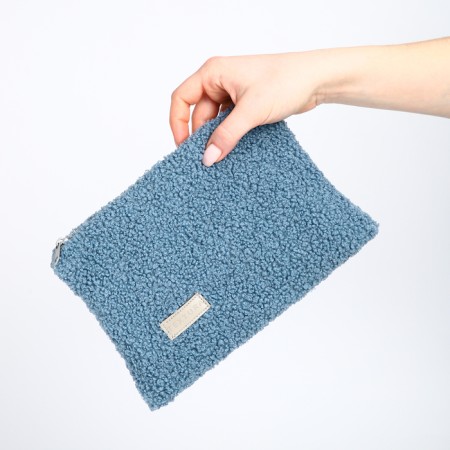 Cosmetic bag with lightning, textura, blue color-8