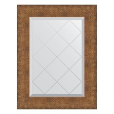 Mirror with engraving in the baguette frame, copper chain mail 88 mm, 57x74 cm