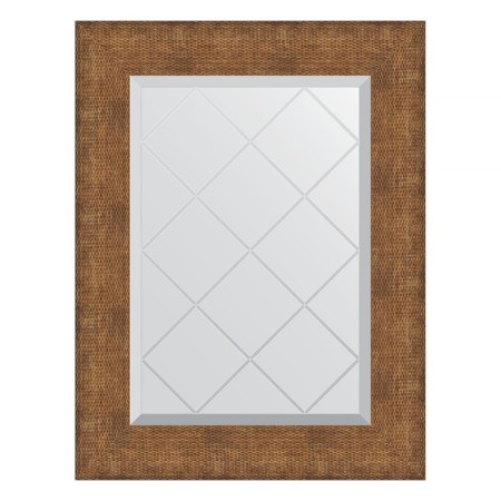 Mirror with engraving in the baguette frame, copper chain mail 88 mm, 57x74 cm