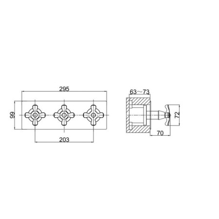 Bath mixer D&K Hessen Lorsch DA1414801, three -wound, built -in, chrome-1