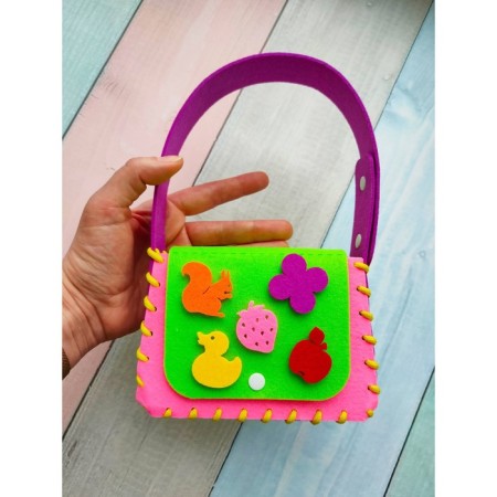 Designer made of felt "handbag with icons"-2