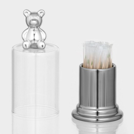 Ceramic stand under toothpicks with a lid "Stylish Bear", 7 × 7 × 15 cm-3