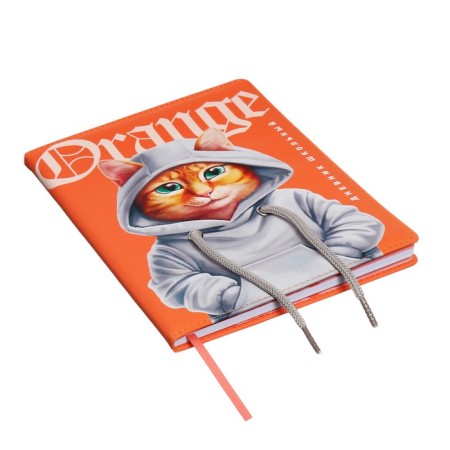 School diary for grades 1-11, "cat", firm covering with foam, artificial leather, lacing, liesse, universal cheat sheet, 48 sheets, block 80g/m2-1