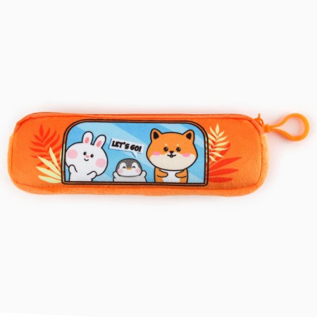 Baby plush backpack with the Penal "Beasts on the bus", 24*24 cm, pink color-6