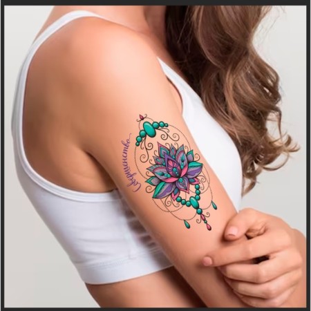 Tattoo on the body color "Lotus flower - perfection" 10.5x6 cm-3