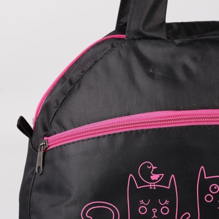 Sports bag with lightning, external pocket, black/pink color-4