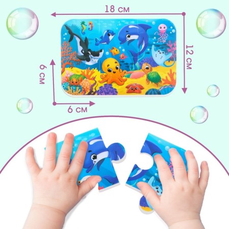 Soft puzzle for kids "Sea World", 6 parts, crumb I-3