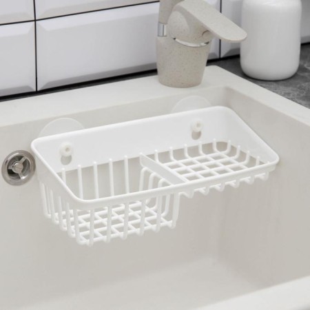 Holder suspended on the suction cups, 23.6 × 12.5 × 7.9 cm, white color