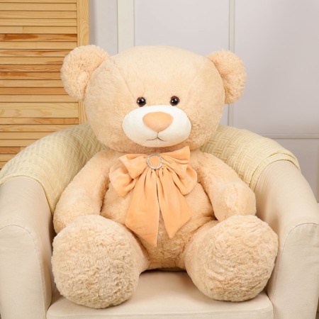 Soft toy "Bear" with a bow, 100 cm, beige color-1