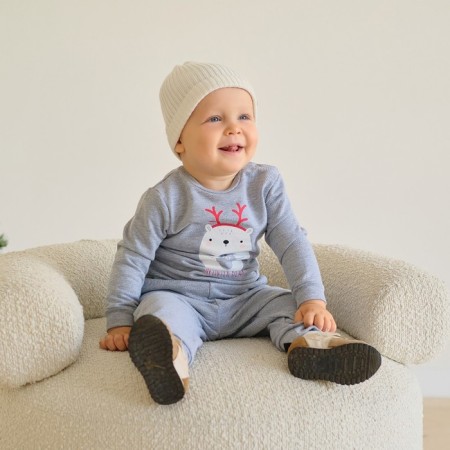 Set: jumper and pants crumb I "Merry XMAS", height 80-86 cm, color gray color-2