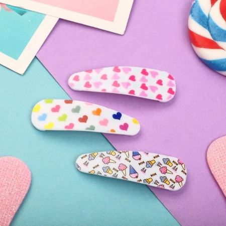 Invisibility for Herty hair (set 6 pcs) hearts and ice cream, 5.5 cm, mix