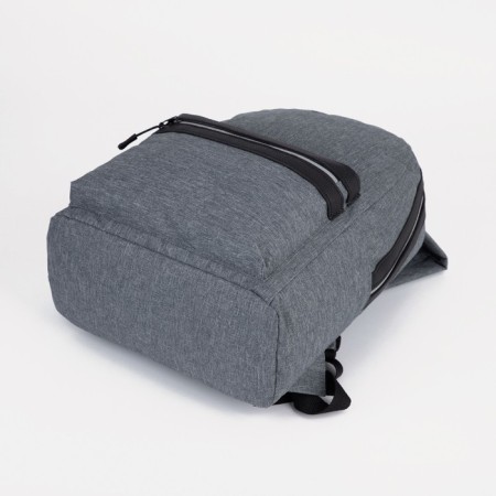 A backpack with a zipper, "saxi", outer pocket, gray color-5