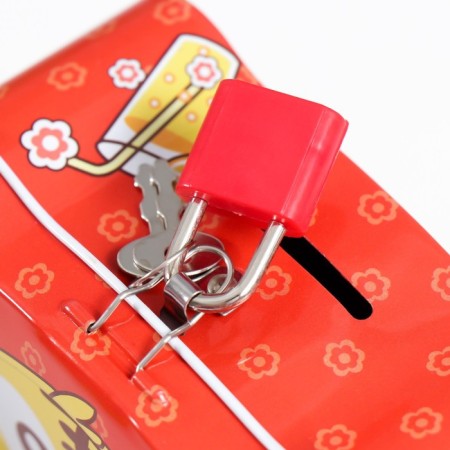 Piggy bank Metal with a lock "Funny animals" mix 11.5x6.5x11 cm-6