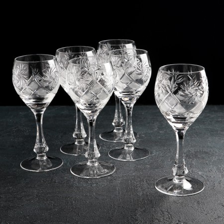 A set of crystal glasses for wine "Mill", 250 ml, 6 pcs