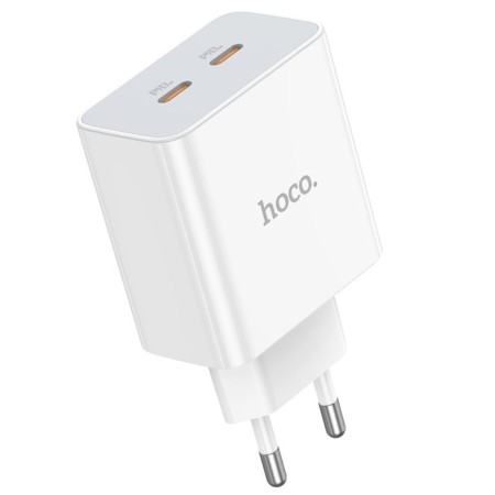 Network charger Hoco C108A, 2 Type-C, 35 W, PD + Qc, White