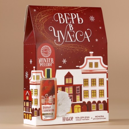 Gift set of cosmetics, shower gel 250 ml and washcloth, Winter Melody by Ural Lab-6