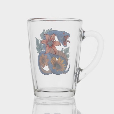 New Year's glass coffee mug "Flowers and snakes", 300 ml, mix-2