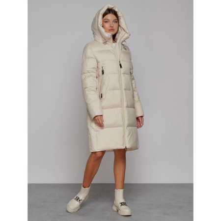 Coat insulated winter female, size 50, beige color-5