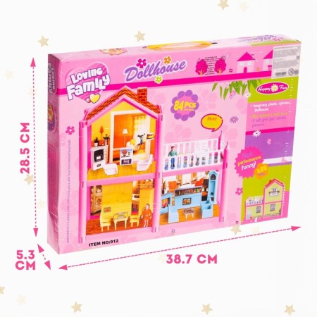 Plastic house for dolls, two -story, with accessories-5