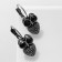 Earrings "Owls" on rings, black color in black silver