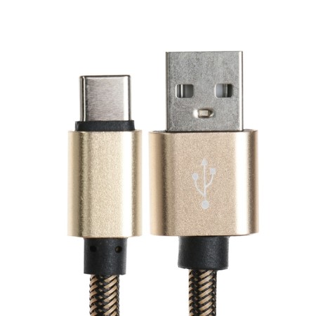 Type- C cable - usb, 2.1 a, nylon braid, 1 meter, golden-1