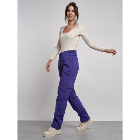 Warmed female trousers, size 42, purple color-11