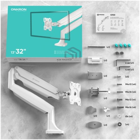 Bracket for monitor 13 "-32" Table, Onkron G100, White-1