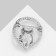 Owl's “cat eye” brooch, white-blue color in silver