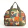 Road bag with lightning, external pocket, suitcase holder, long belt, beige color/multi -colored