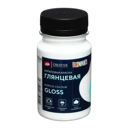 Acrylic glossy paint 100 ml, ZHK Decola, White, 2927104-3