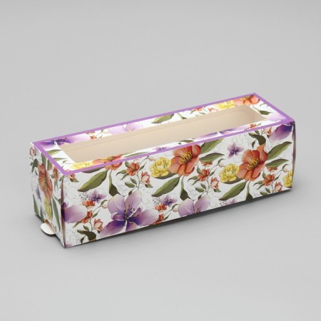 Box for Makarun, confectionery packaging "Botanika Lilac flowers" 18 x 5.5 x 5.5 cm