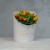 Carriage for flowers, vase oval with embossing Flowers, white 12.5 x 13.5 x 18 cm