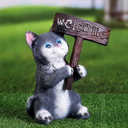 Garden Figure "Kitten Welcome" 12x12x25cm