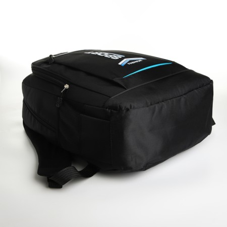 Youth backpack on a zipper, 4 pockets, black/blue color-4